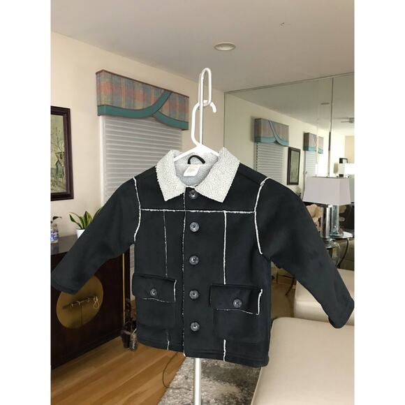 Gymboree Toddler Boy Black Suede Jacket Coat XS (3T 4T) Pre-Owned Reindeer Lodge - Picture 1 of 4